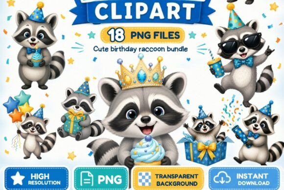 Boy Raccoon Birthday Clipart PNG: Creative Ideas for Personal and Business Use