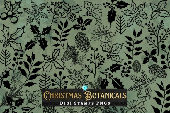 Christmas Botanicals Digi Stamps Clipart: Creative Inspiration for Crafters and Digital Artists