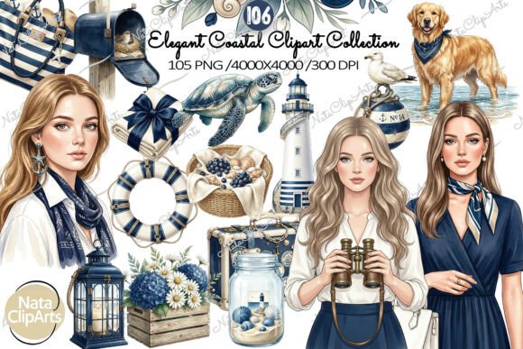Coastal Girls Clipart PNG: A Versatile Design Resource for Creative Projects