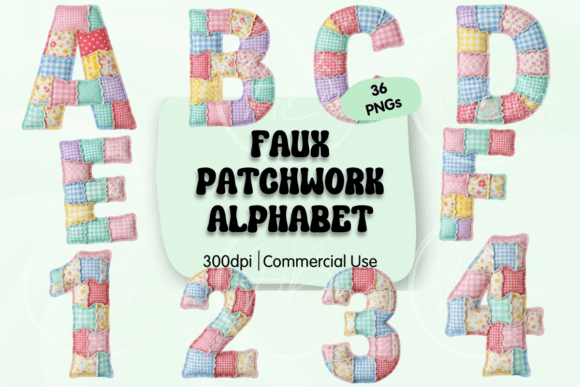 Create Adorable Handmade-Style Designs with Faux Patchwork Alphabet PNG Clipart