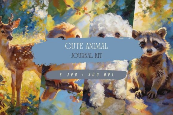 Cute Animal Journal Kit & Wallpaper for Creative Expression