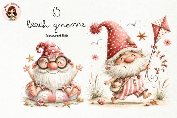 Cute Beach Gnome PNG Clipart Bundle: A Playful Resource for Summer Design Projects