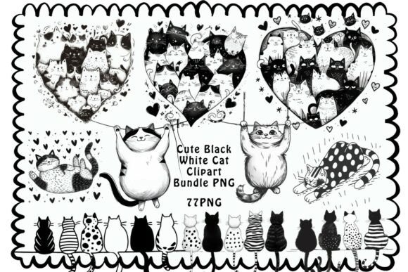 Cute Black White Cat Clipart Bundle PNG: Strategic Value for Creative Professionals