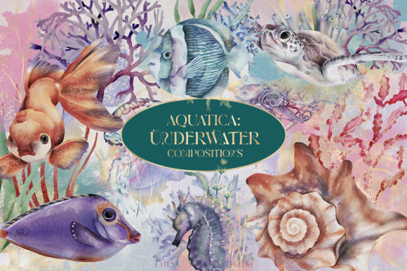 Discover the Beauty of Underwater Compositions: Watercolor Gold Art for Creative Projects