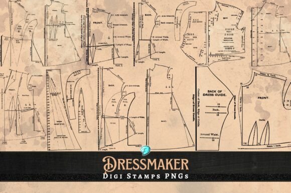Dressmaker Digi Stamps Overlays PNG: Creative Design Made Easy