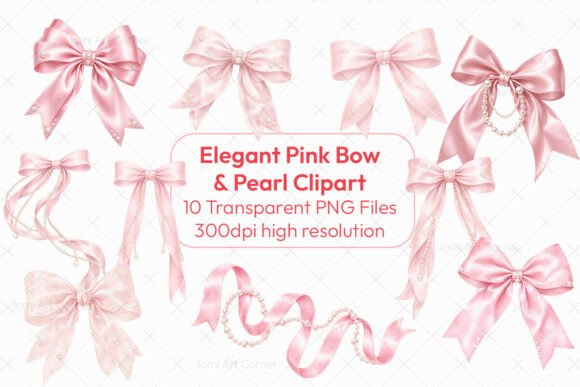 Elegant Pink Bow Pearl Clipart PNG: Elevate Your Creative Projects with Timeless Feminine Flair