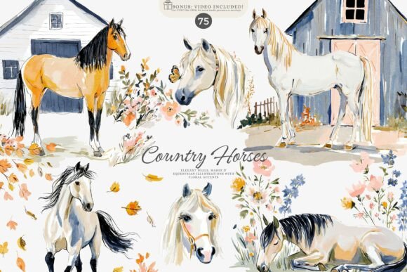 Enhancing Creativity and Brand Identity with the Country Horses Clipart Bundle
