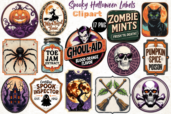 Retro Spooky Halloween Labels: A Printable Design Resource for Creators and Entrepreneurs