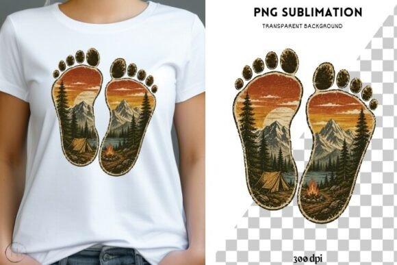 Vintage Bigfoot Footprints PNG, Camping: Creative Uses for Outdoor Enthusiasts and Merch Makers