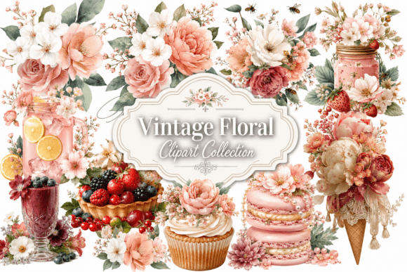 Vintage Floral Clipart for Creative Design Projects