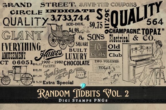 Vintage Tidbits Vol. 2 Digi Stamps: A Practical Choice for Digital Crafters