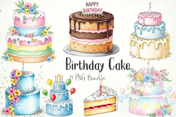 Watercolor Birthday Cake Clipart: Creative Possibilities for Every Project
