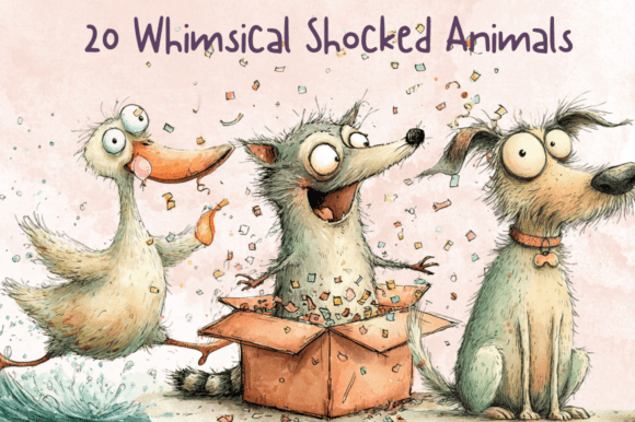 Whimsical Shocked Animals Clipart Set