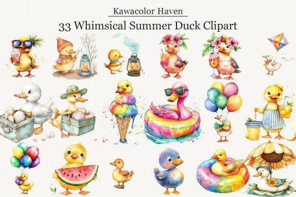 Whimsical Summer Duck Clipart: A Joyful Design Companion